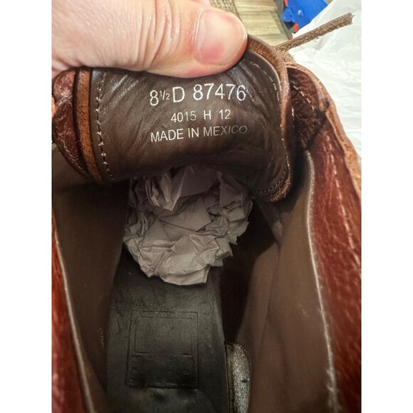 FRYE Leather Combat Boots Men 8.5 Brown Lace Up Distressed Office Vibram Outsole - Picture 9 of 16